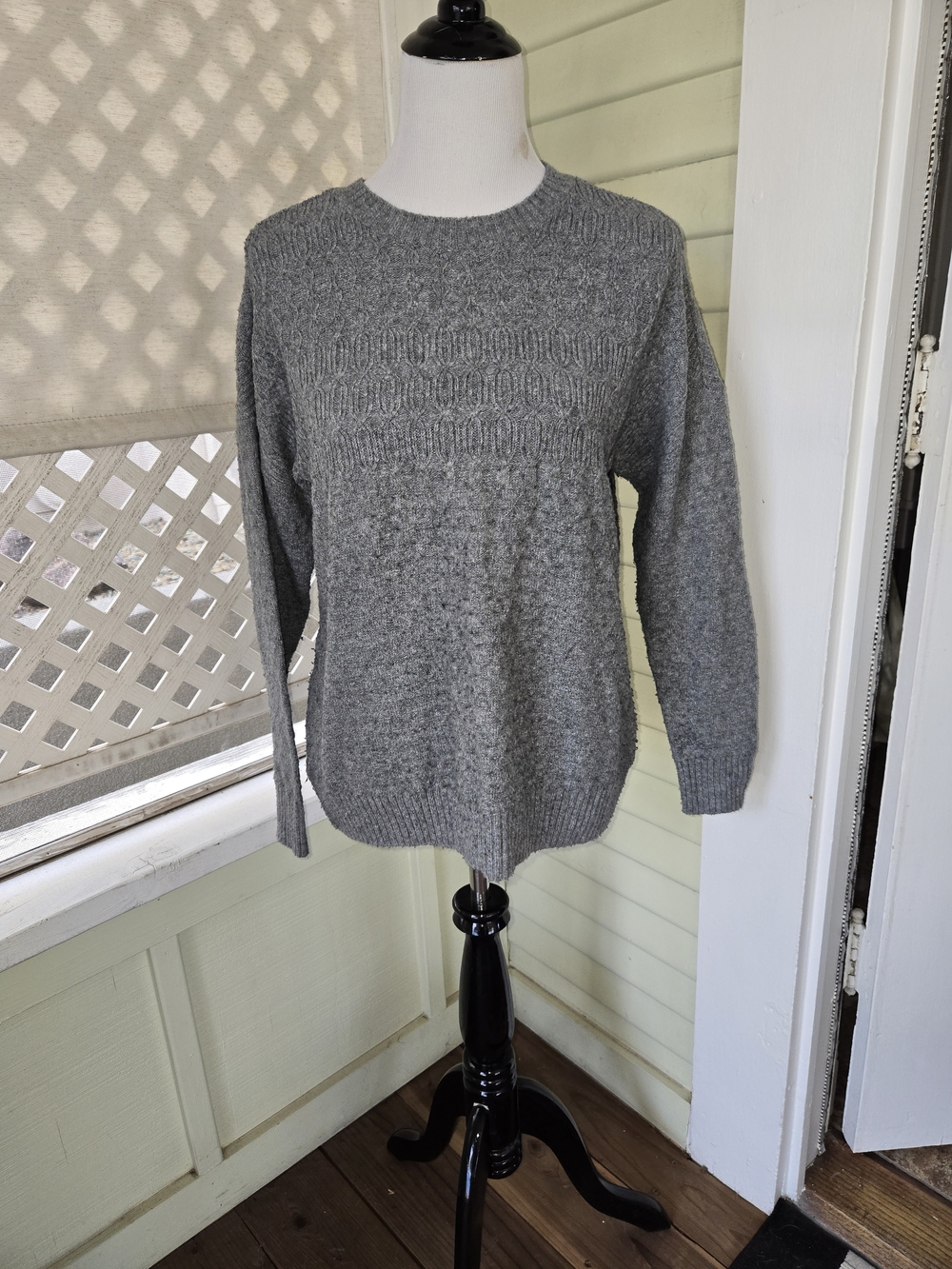 Christian Siriano Heather Gray Ribbed Knit Sweater